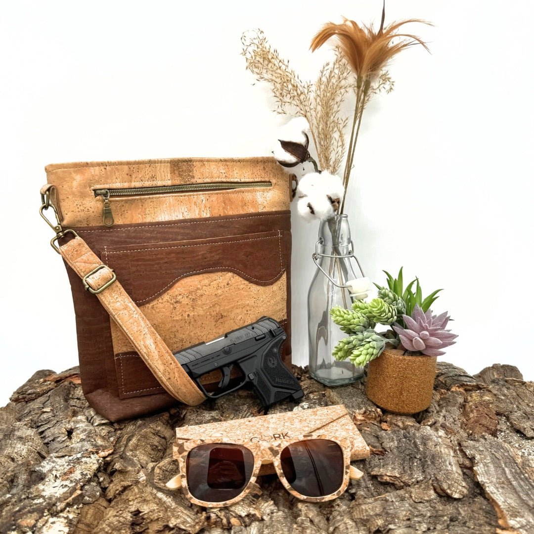 Cork Leather Concealed Carry Crossbody Purse