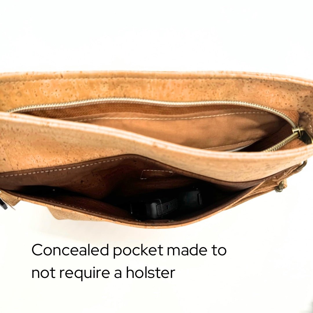 Cork Leather Concealed Carry Crossbody Purse