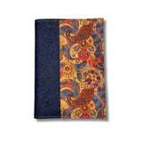 Cork Leather Notepad Cover - Small Refillable Notepad - navy and paisley by Texas Cork Company