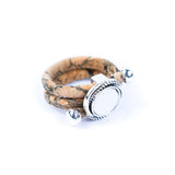 Side view of Adjustable Cork Ring with White Stone