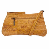 Back of Savannah Cork Crossbody Baguette with zipper pocket on white background