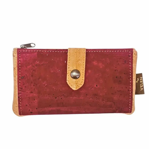 Front of Seattle Slim Woman's Cork Wallet in Bordeaux (Burgundy)
