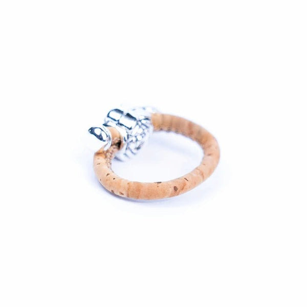 Back of Cork Ring with Dainty Rose charm
