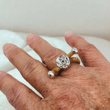 Cork Ring with Dainty Rose charm on hand