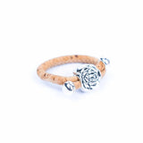 Side view of Cork Ring with Dainty Rose charm