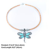 Dimensions of Dragonfly Pendant on Natural Cork Necklace