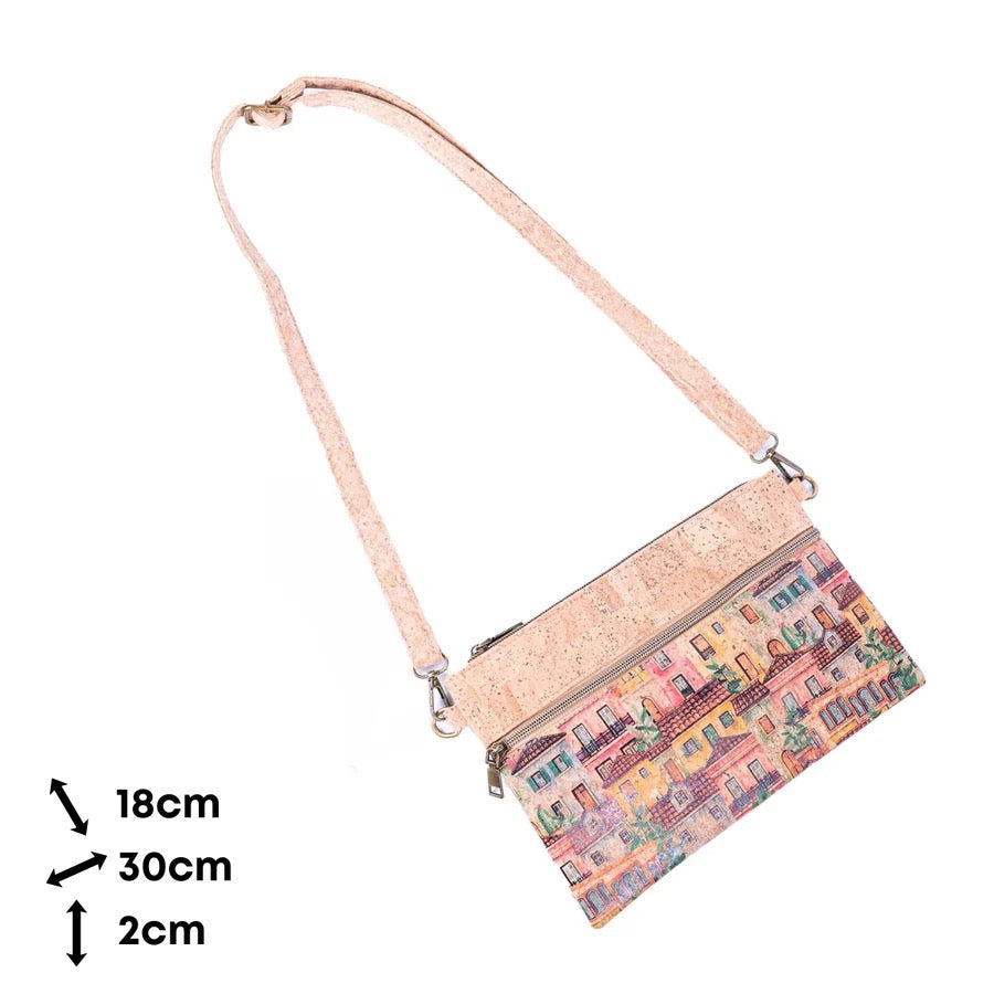 Dimensions of adjustable strap eco cork clutch
