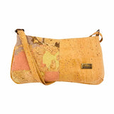 Front view of Savannah Baguette with Flamingo color on the left panel and Natural on the right.