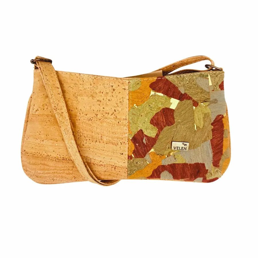 Front view of Savannah Baguette with Natural color on the left panel and Patchwork on the right.