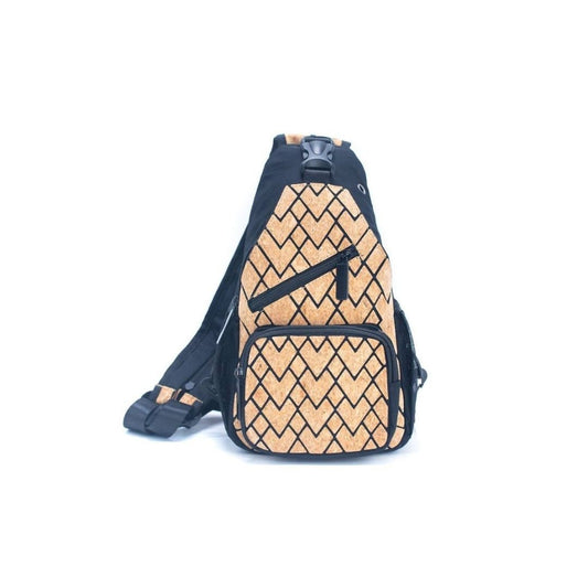 Geometric Cork Sling Crossover Backpack -BAG-2230 - Texas Cork Company