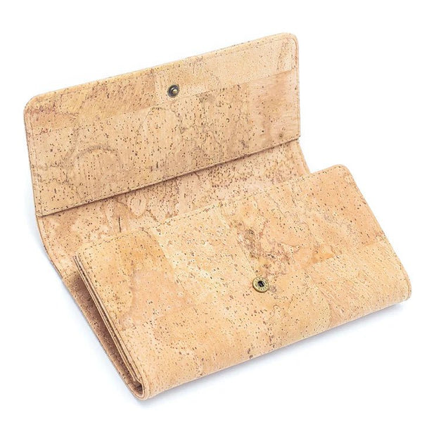 Inside view of first opening for Lux Cork Trifold Vegan Wallet from Texas Cork Company