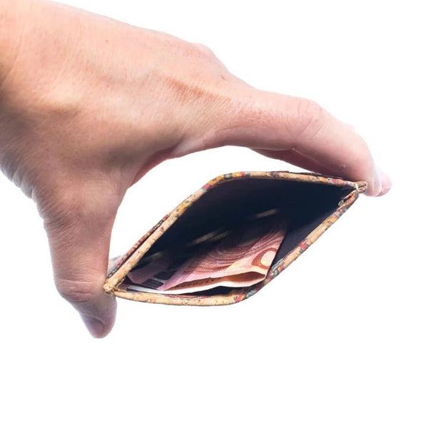 Patterned Cork Slim Card Wallet | middle slot | Texas Cork Company