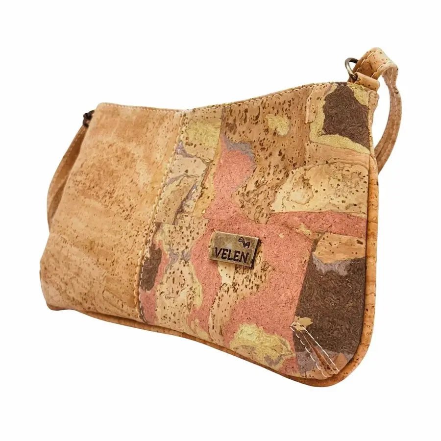 Front  and side view of Savannah Cork Crossbody Baguette