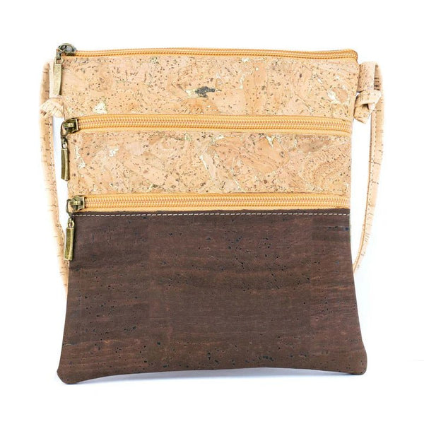 Front of the Summerville Cork Crossbody bag in Brown on a white background.