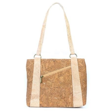 Front of Tobacco Molten Vegan Cork Shoulder Bag