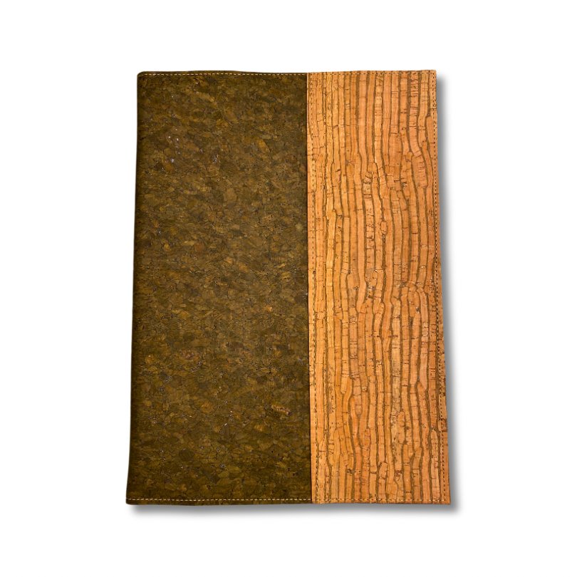 Cork Leather Notebook Cover - Large Refillable Legal Pad -hunter green with raw cork by Texas Cork Company