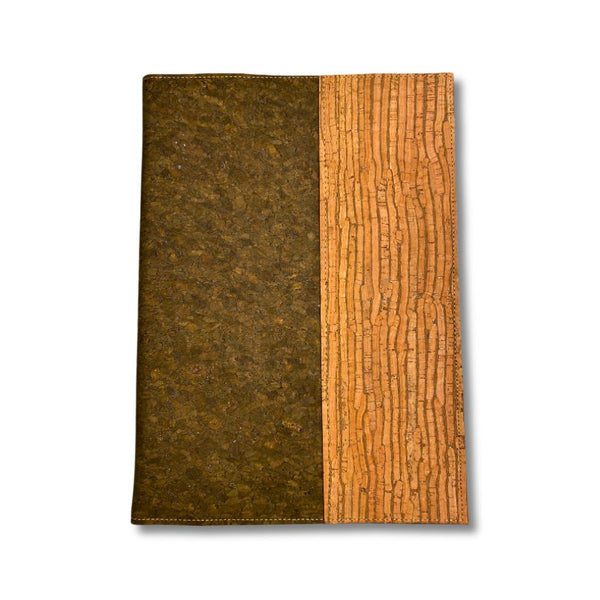 Cork Leather Notebook Cover - Large Refillable Legal Pad -hunter green with raw cork by Texas Cork Company
