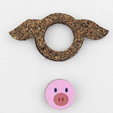 Cork Wine Bottle Drip Stop & Magnet -pig face removed from drip stop ring - Texas Cork Company