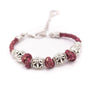 Maroon Braided Cork Bracelet with Antiqued Silver Beads from Texas Cork Company