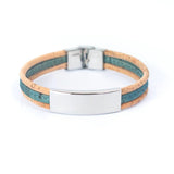 Men’s Bracelet | Cork Cord with Stainless Steel Pendant -DBR-014-BlueMen - Texas Cork Company