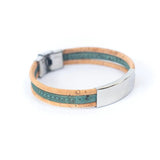 Men’s Bracelet | Cork Cord with Stainless Steel Pendant -DBR-014-BlueMen - Texas Cork Company