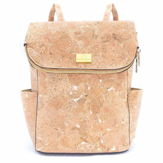 Natural Cork Molten Gold Flap Daily Backpack Purse -BAG-2090 - Texas Cork Company