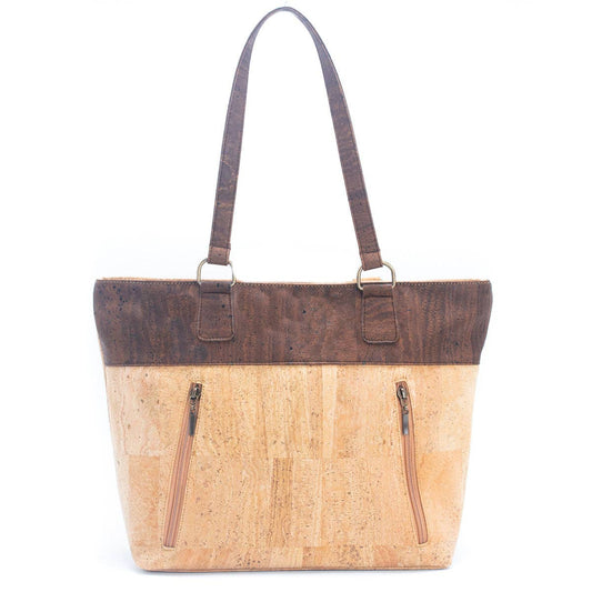 Natural Cork Tote Handbag with Color Top Belt -BAGP-116-A - Texas Cork Company