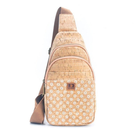 Patterned Cork Chest Bag | BAGD-511 -BAGD-511-H White Daisies pattern - Texas Cork Company