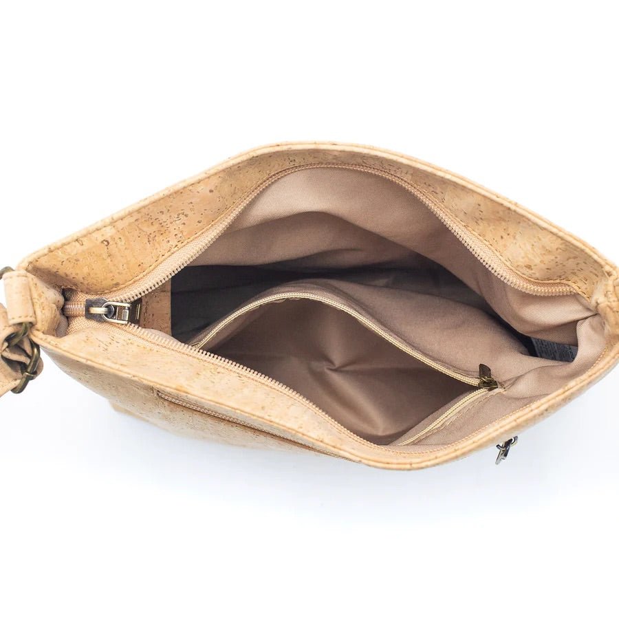 Inside view of Two-Toned Cork Crossbody with Large Slip Pocket -BAGP-050-B - Texas Cork Company