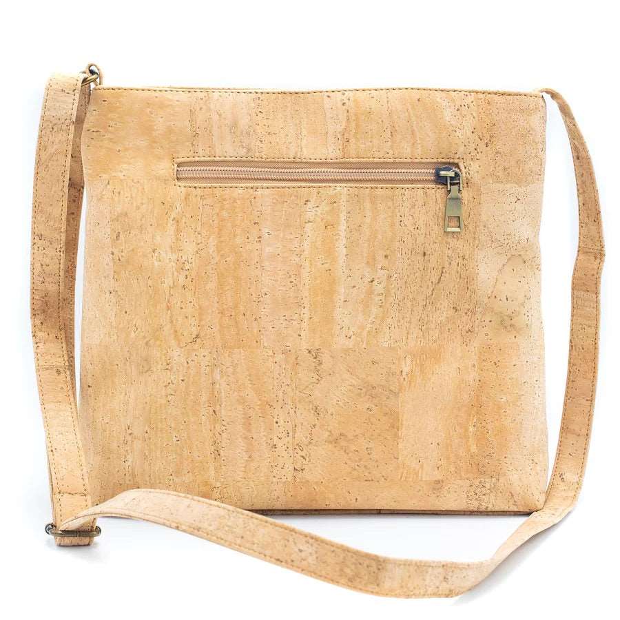 Back view Two-Toned Cork Crossbody with Large Slip Pocket -BAGP-050-A - Texas Cork Company