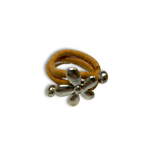 Women’s Adjustable Ring | Cork Cord with Flower Pendant - Texas Cork Company