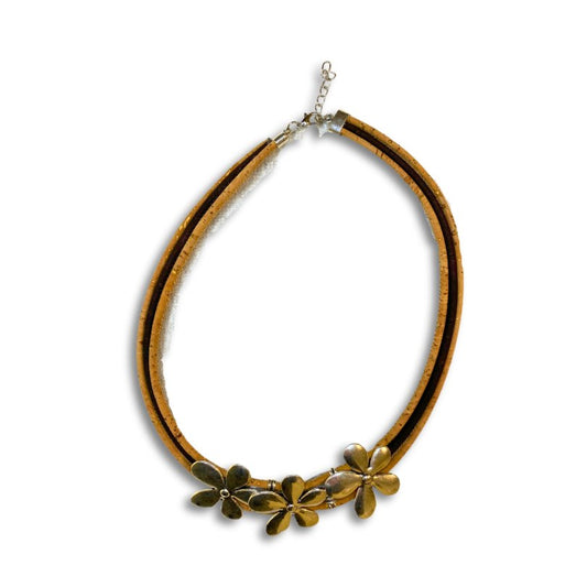 Women’s Necklace | Cork Cord with Flower Pendants - Texas Cork Company