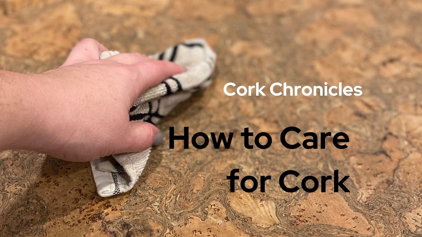 Person cleaning a cork placemat.