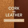 Educational guide explaining benefits of cork vs leather