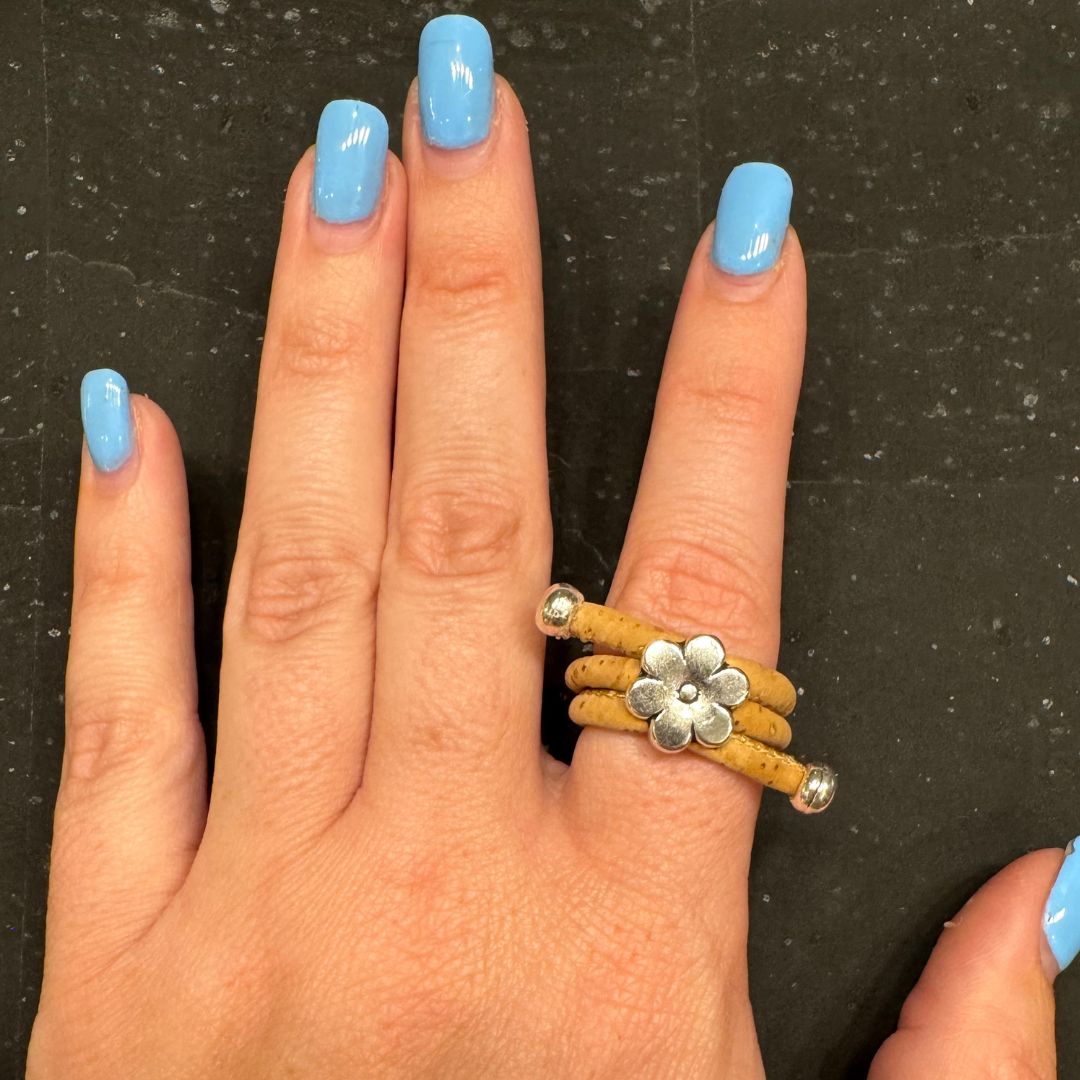 Finished ring on woman's finger.