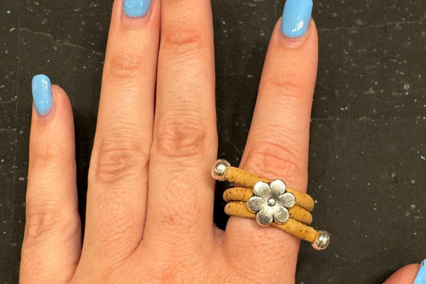 Finished ring on woman's finger.