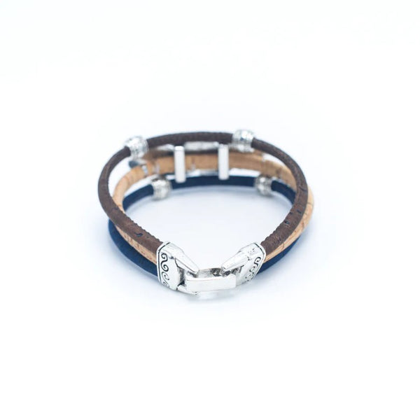 Back view of 3 Layer Cork Cord with Feather Charm from Texas Cork Company
