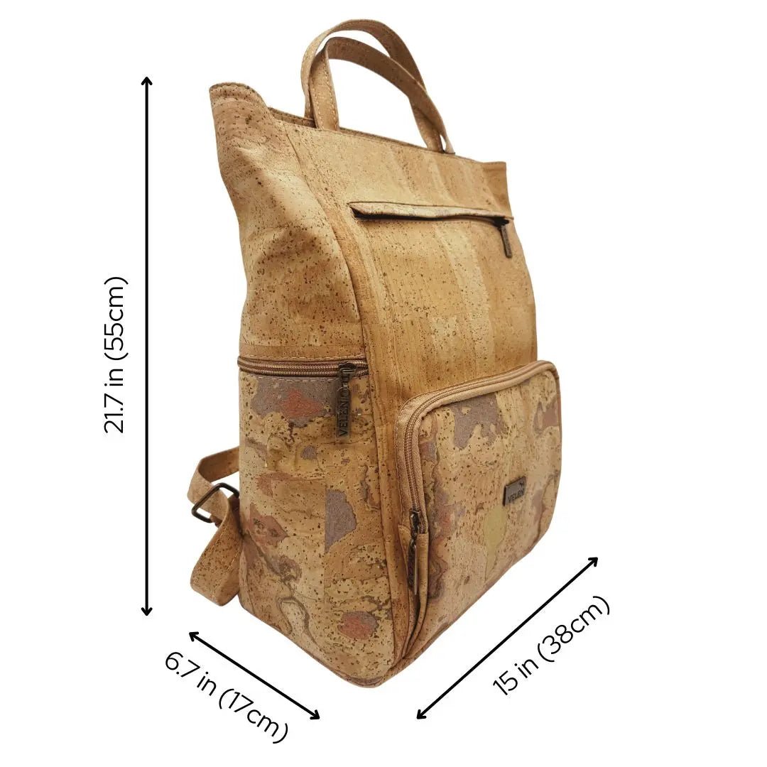 Akron Large Cork Backpack dimensions