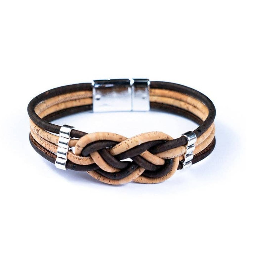 Front of Brown Double Twist Natural Cork Bracelet from Texas Cork Company