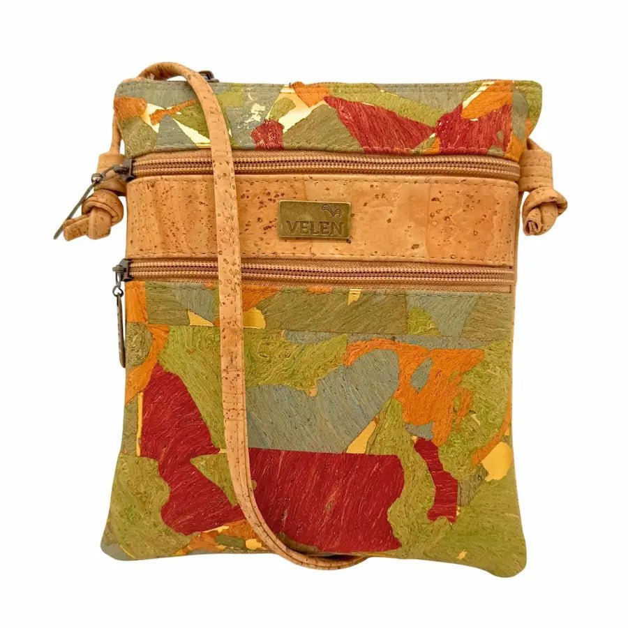 Charleston Cork Triple Zip Crossbody Bag front in Patchwork