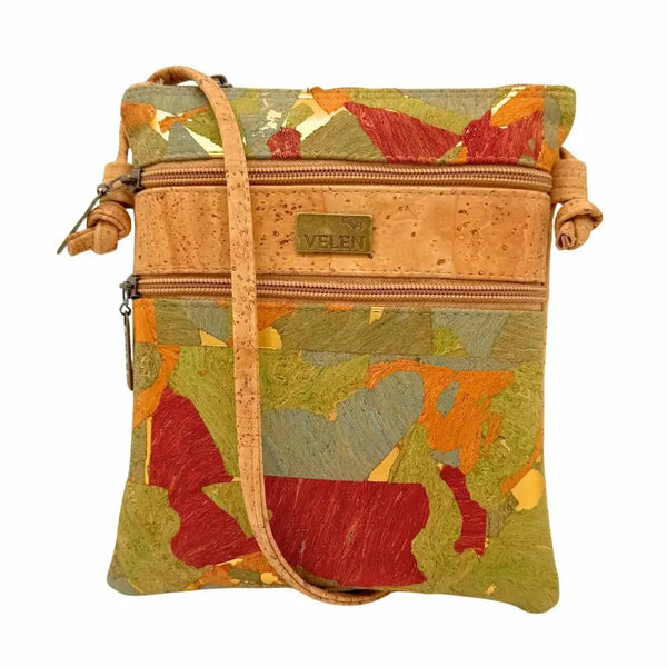 Charleston Cork Triple Zip Crossbody Bag front in Patchwork