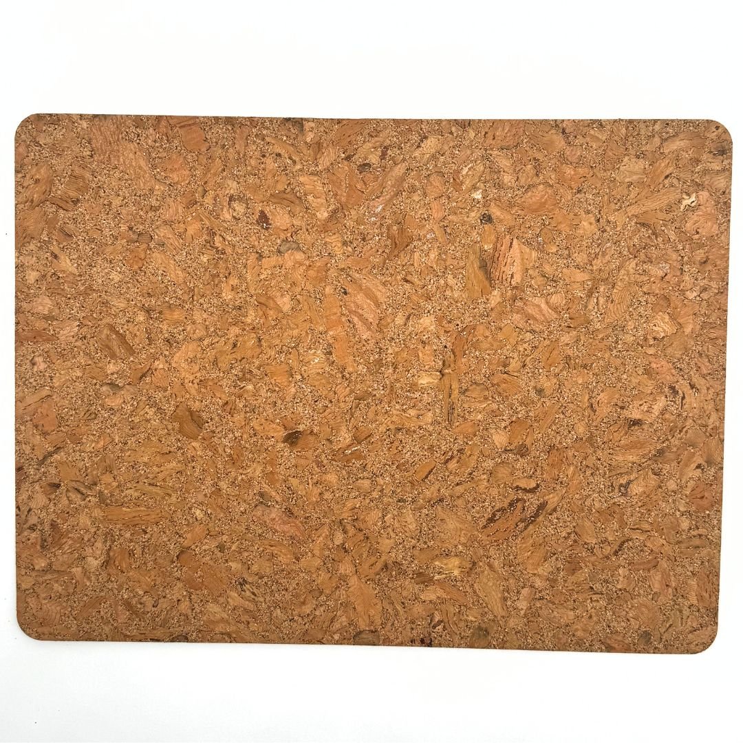 Front view of chunky cork placemats by Texas Cork Company