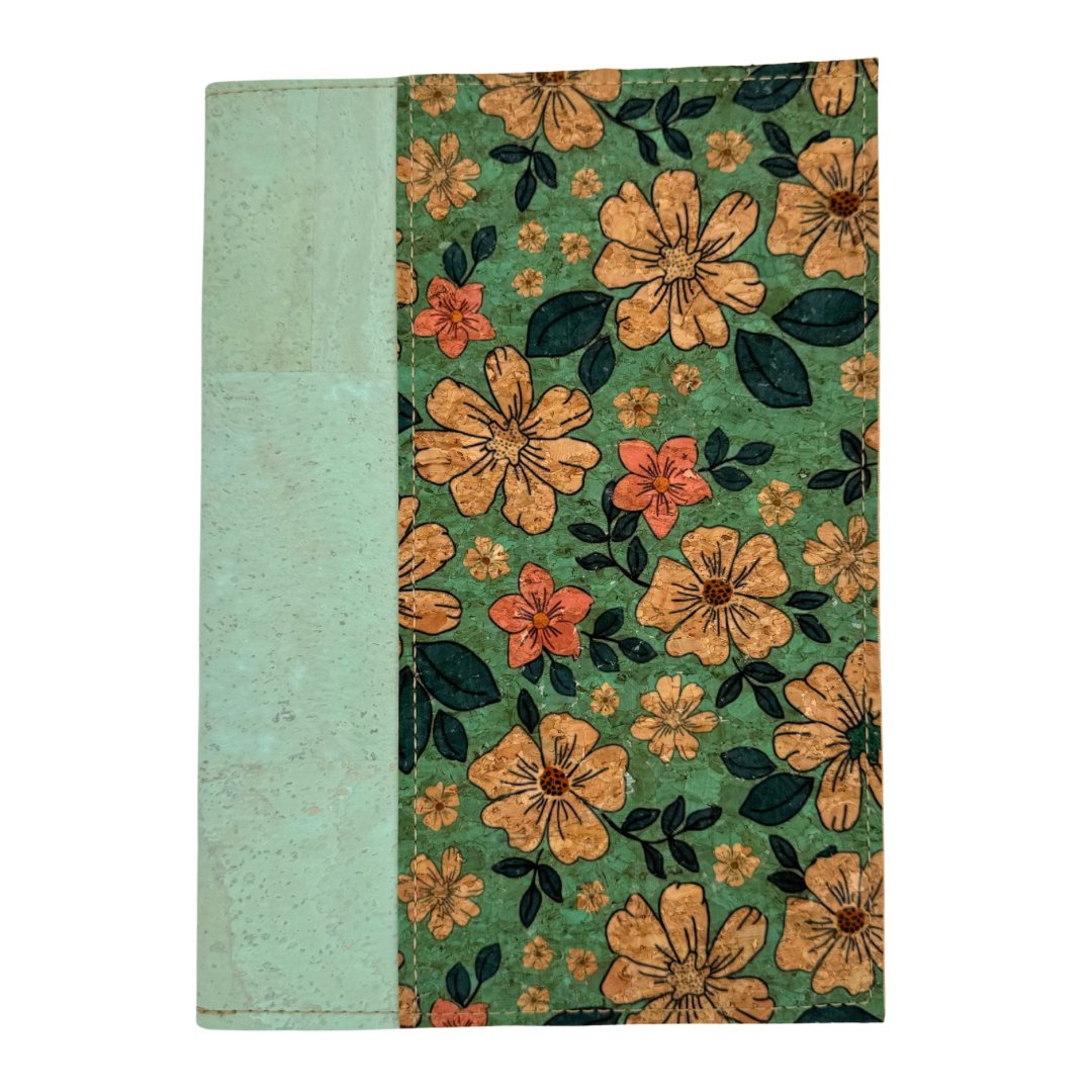 Front-view of Mint with Floral Accent Small Refillable Notepad by Texas Cork Company