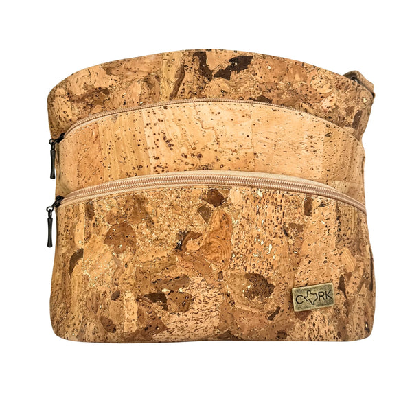 Dallas cork organizer purse front in Gold by Texas Cork Company