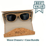 Dark aggregate wave chaser shades inside aggregate cork case