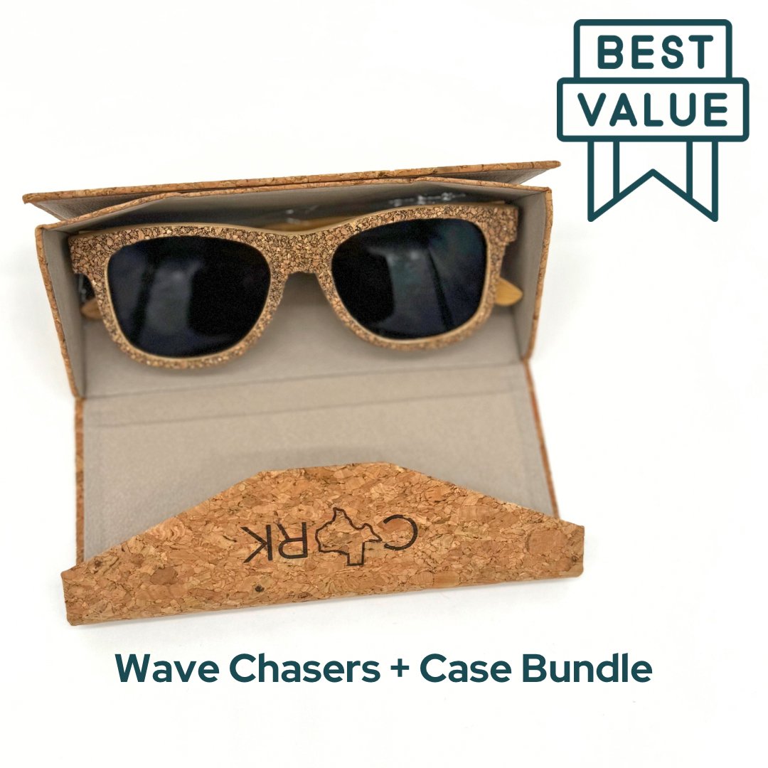 Dark aggregate wave chaser shades inside aggregate cork case