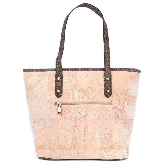 Back view of Eco Minimalist Cork Tote Bag on a white background