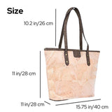 Dimensions of the Eco Minimalist Cork Tote Bag on a white background