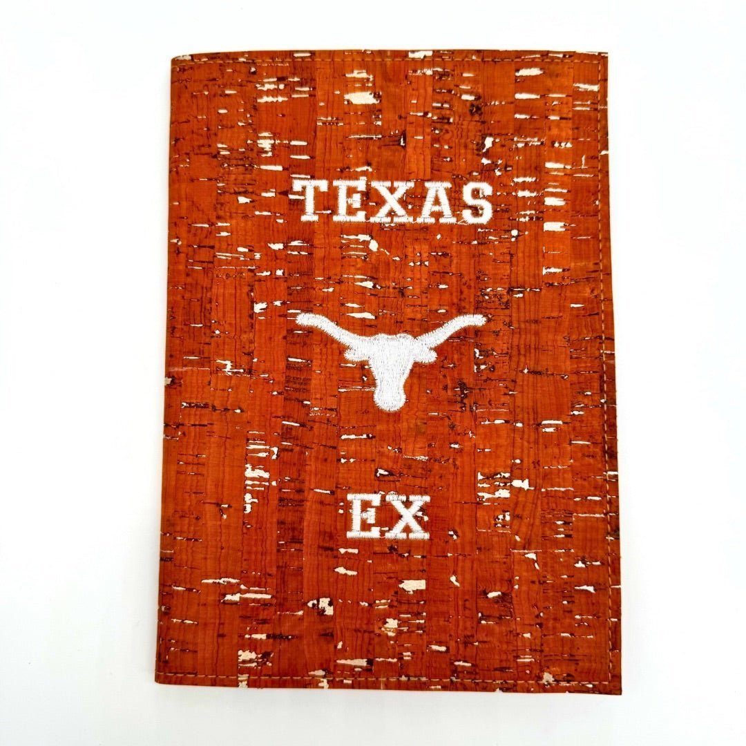 Embroidered Cork Leather Notebook Cover with Refillable Notepad - Small - Texas Ex by Texas Cork Company