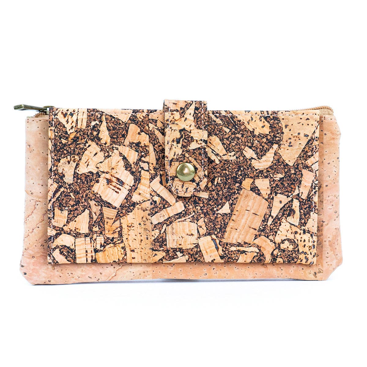 Front of Light Roast Coffee infused Cork Long Wallet Card Holder from Texas Cork Company
